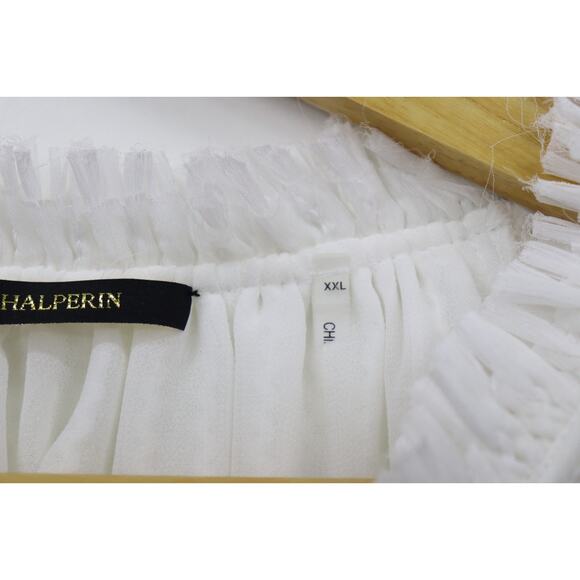 Kobi Halperin Women's White Tie Neck Fringe Poppi Blouse Top XXL Chiffon $448 - Picture 14 of 16